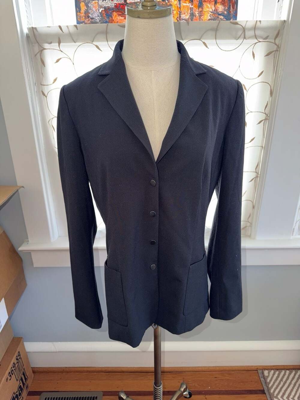 Elie Tahari Mixed Media Virgin Wool Blend Blazer with Tweed Back Panel